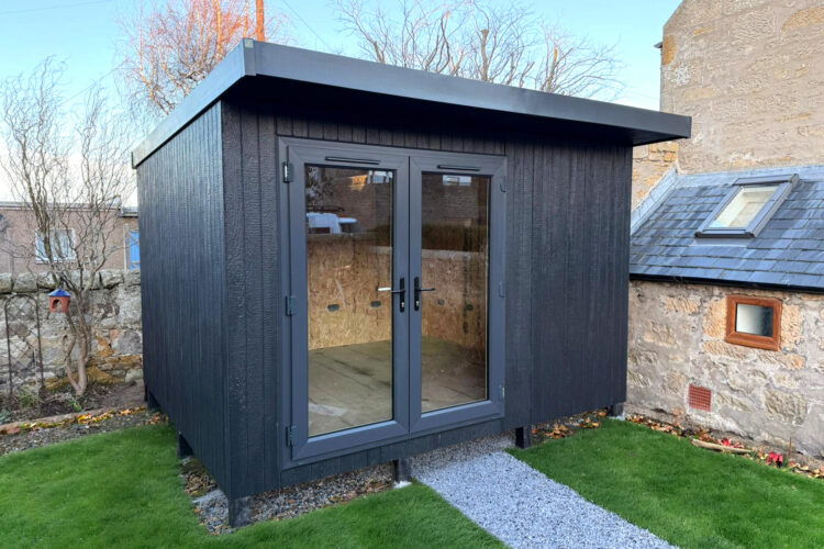 3.6m x 3.2m Signature SIPs Pent Haus Garden Room in ToughWood 'Granite'