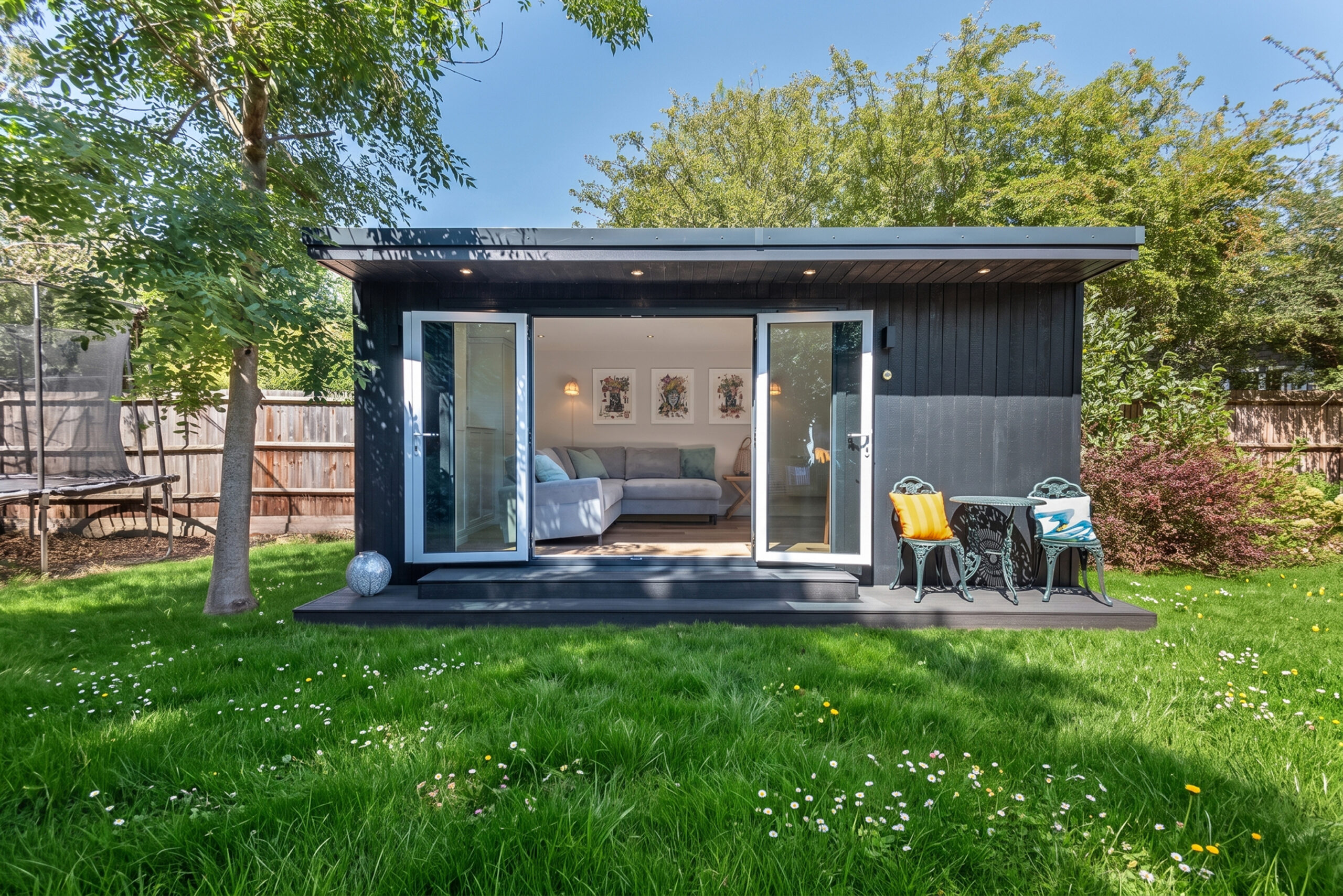 5.4m x 3m Building - ToughFrame Pro Pent Haus Garden Room in ToughWood 'Granite' Self Build