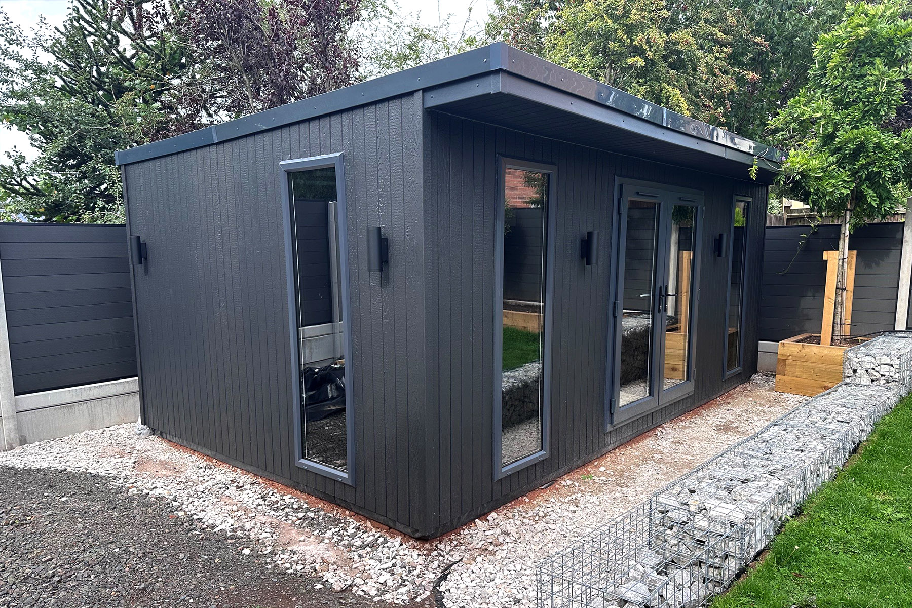 6m x 3.6m Pent Haus ToughFrame Garden Room Gym in ToughWood 'Granite'
